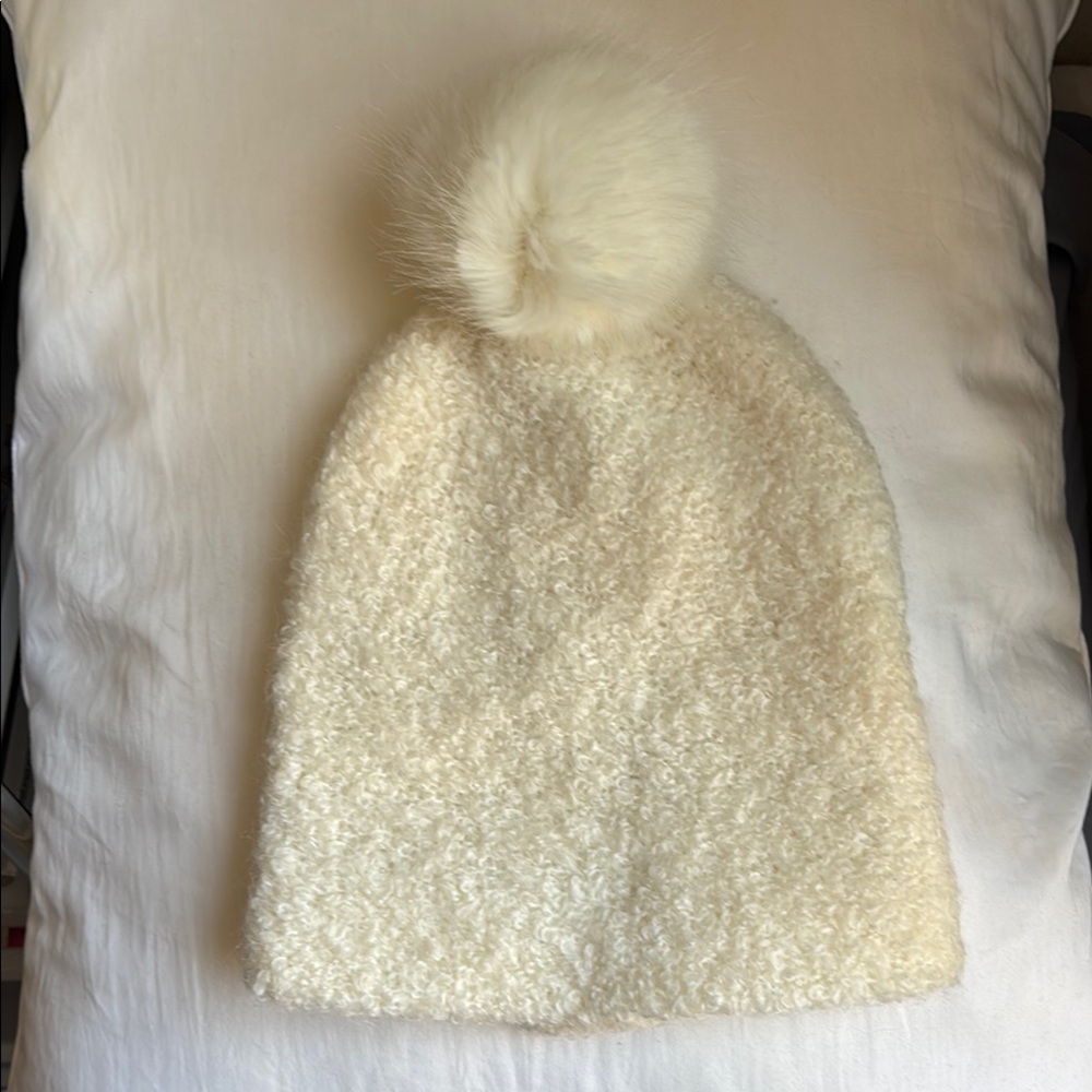 Universal Thread Cream Knit Beanie with Pom